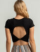 SKY AND SPARROW Textured Womens Black Open Back Top image number 2