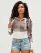 RSQ Womens Stripe Zip-Up Hooded Sweater image number 1