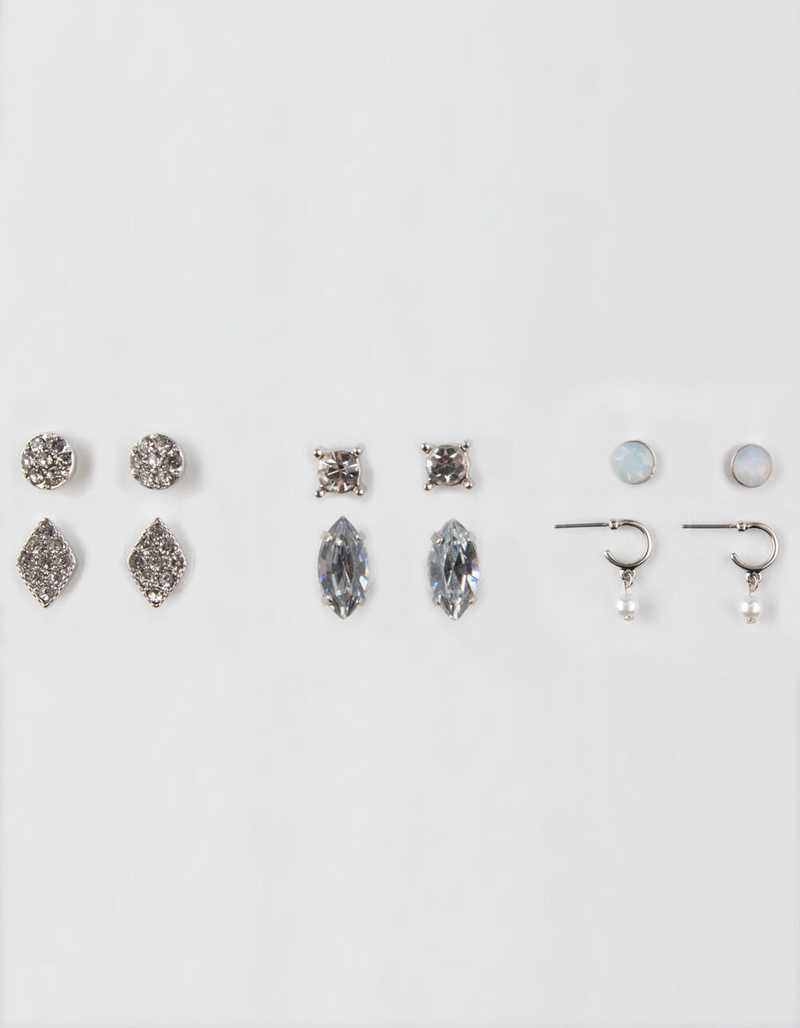 FULL TILT 6 Pairs Rhinestone/Opal Earrings image number 0
