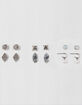 FULL TILT 6 Pairs Rhinestone/Opal Earrings image number 1