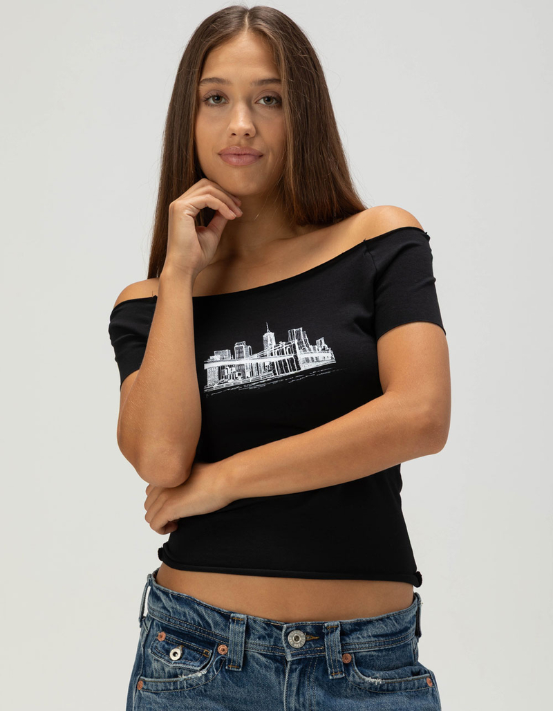 FULL TILT New York City Womens Off The Shoulder Tee image number 0