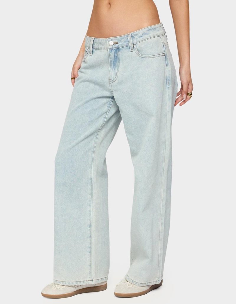 EDIKTED Petite Bow Pocket Relaxed Jeans image number 1