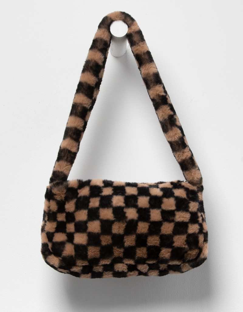 Fuzzy Checkerboard Baguette Bag image number 1