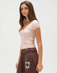 FULL TILT Texture Womens V-Neck Top image number 3