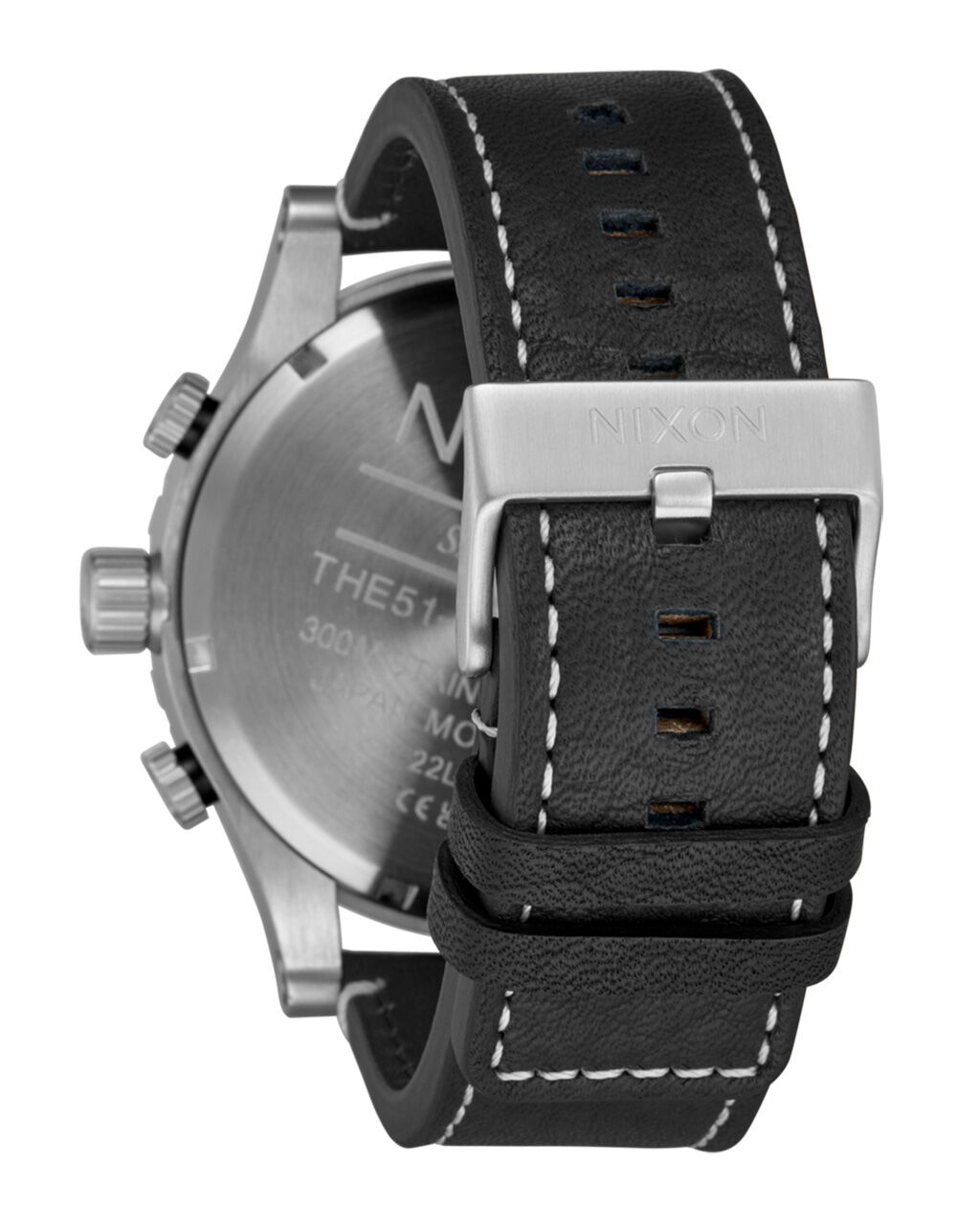 NIXON 51-30 Chrono Leather Watch - BLK/SILVER - ONE SIZE | Tillys