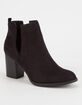 SODA Faux Suede Side Slit Womens Booties image number 1