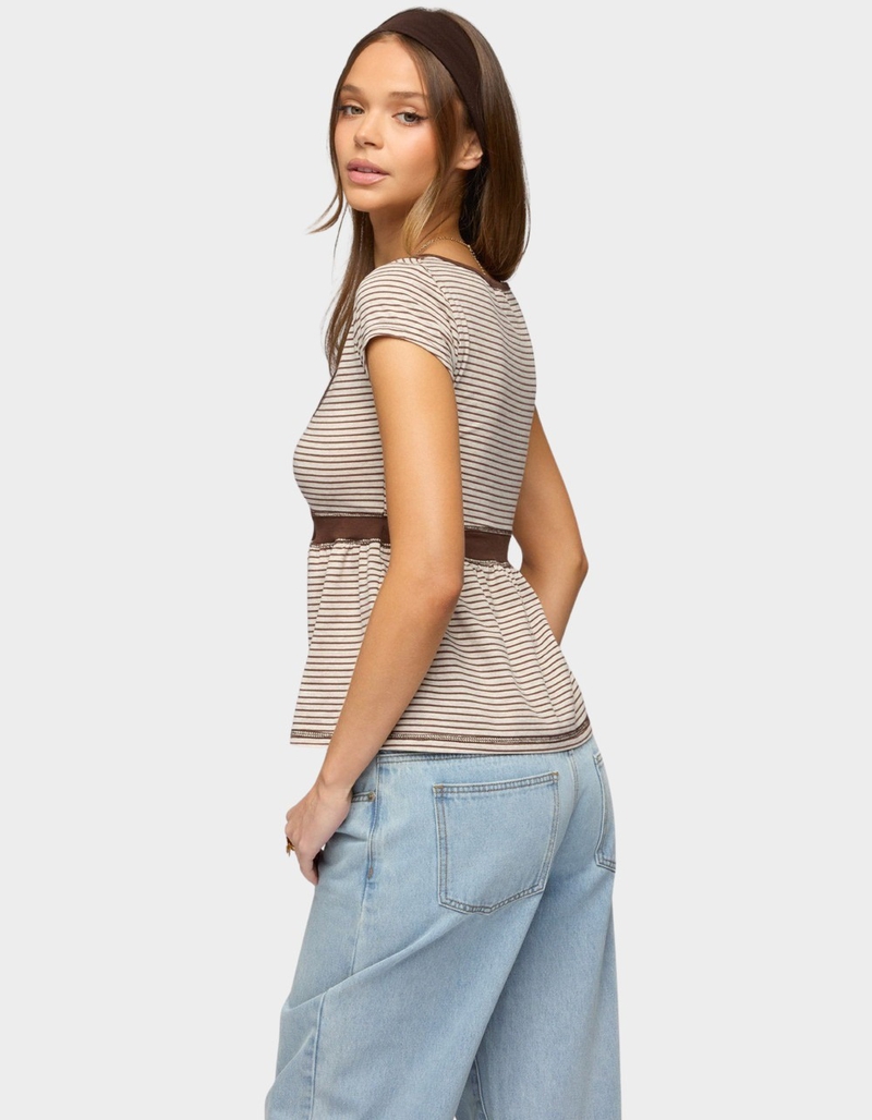 EDIKTED Sady Contrast Striped Babydoll Top image number 2