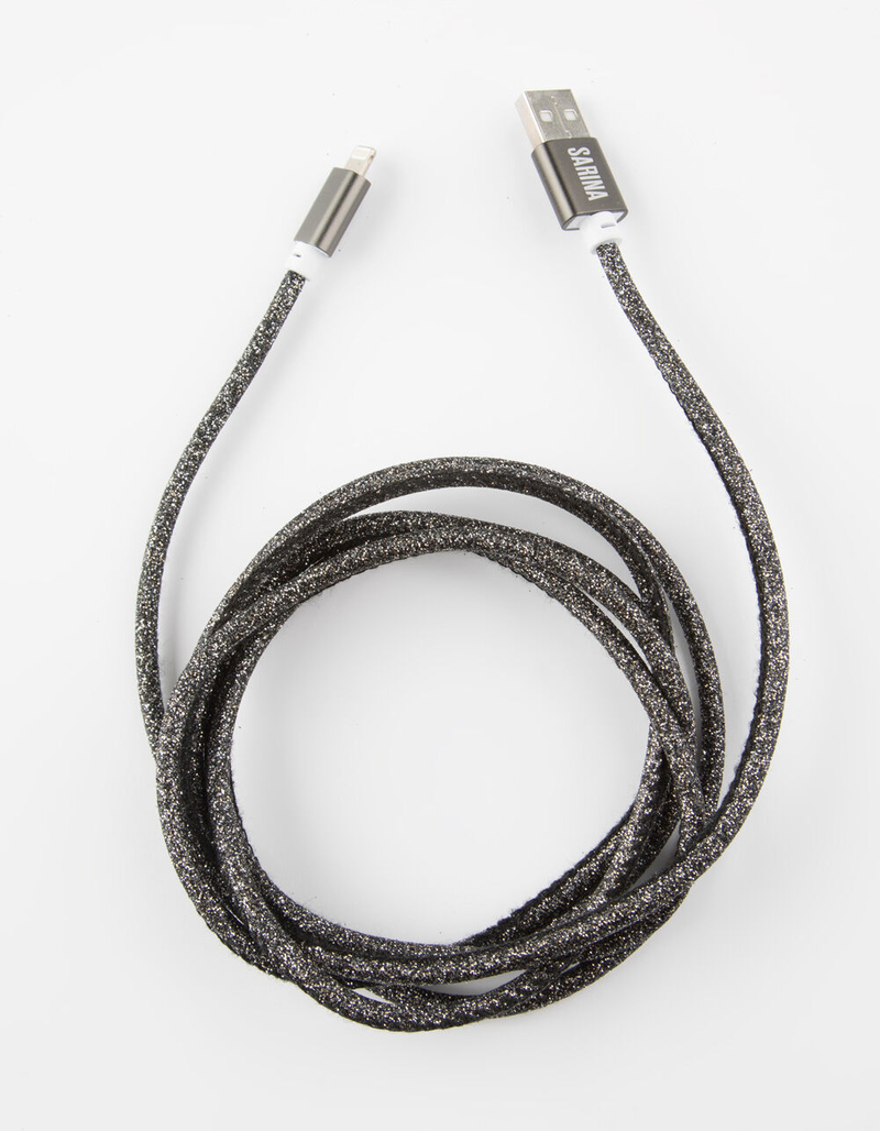 SARINA 6 Foot Black Glitter Lightning Cable image number 0
