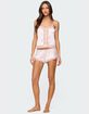 EDIKTED Clair Ruffle Lacey Satin Effect Shorts image number 2