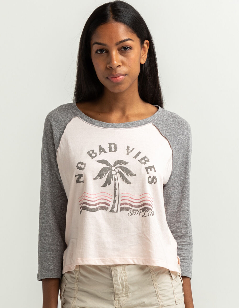 SALT LIFE No Bad Vibes Womens Raglan Tee CREAM/BLACK Tillys