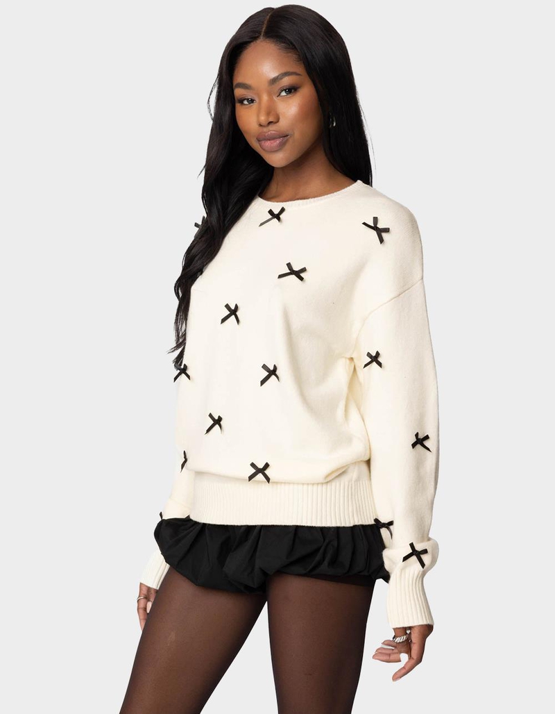 EDIKTED Satin Bow Oversized Sweater image number 2