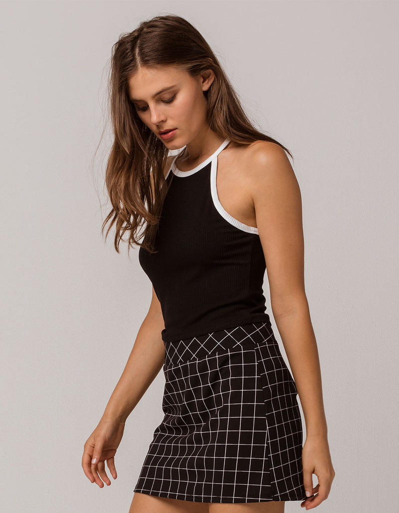 HEART & HIPS Crop Ringer Black Womens Tank Top image number 0