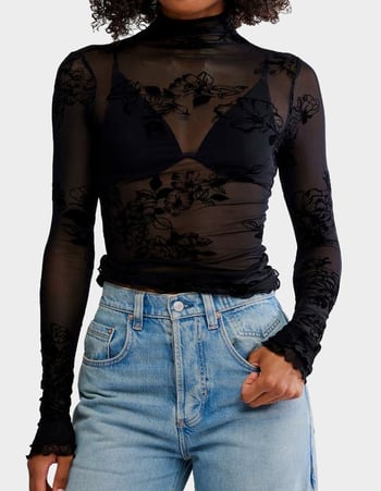 FREE PEOPLE You Decide Womens Sheer Long Sleeve Top Primary Image
