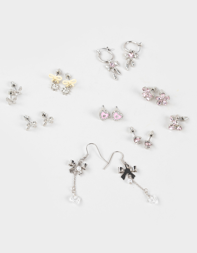 FULL TILT 9 Pack Bow/Heart Hoop Earrings image number 0