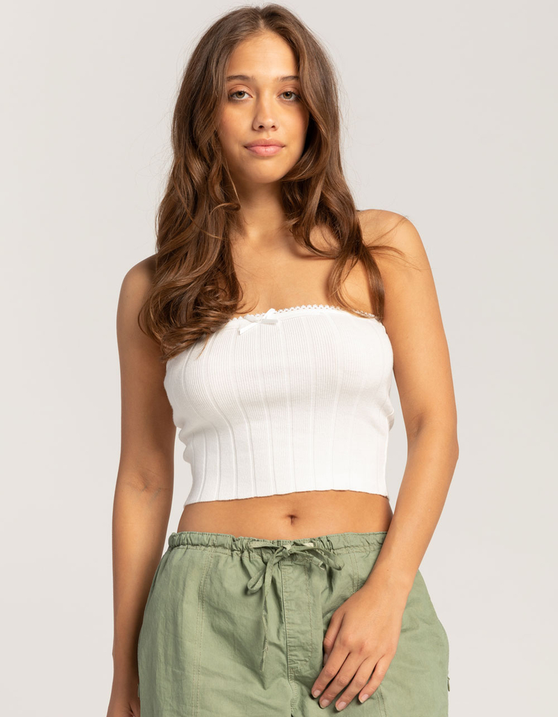 FULL TILT Ribbed Ribbon Womens Tube Top image number 0