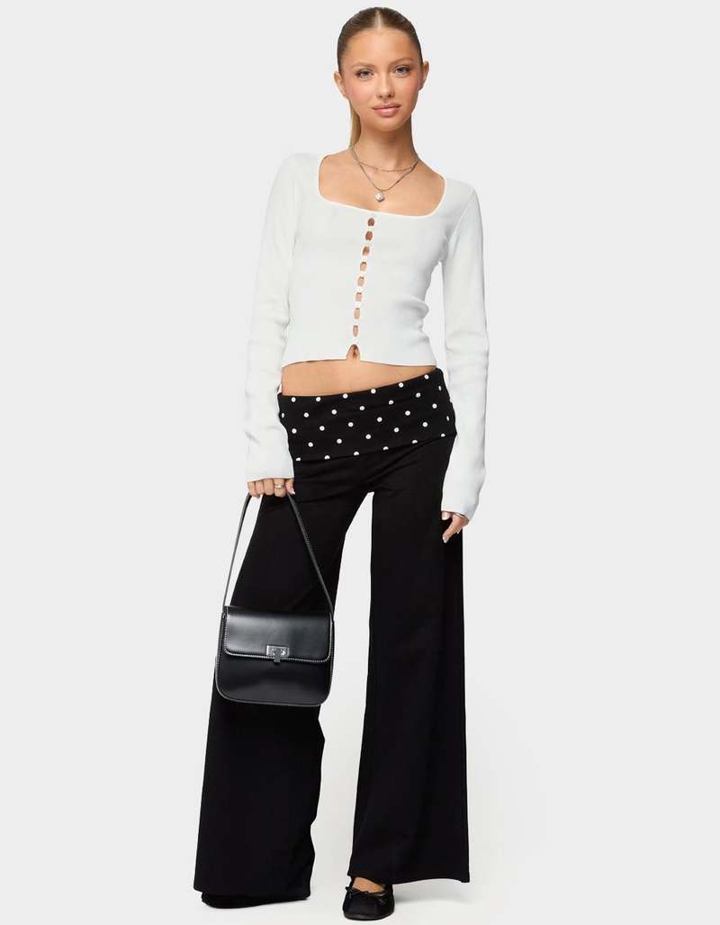 EDIKTED Petite Reeva Polka Dot Foldover Pants image number 4