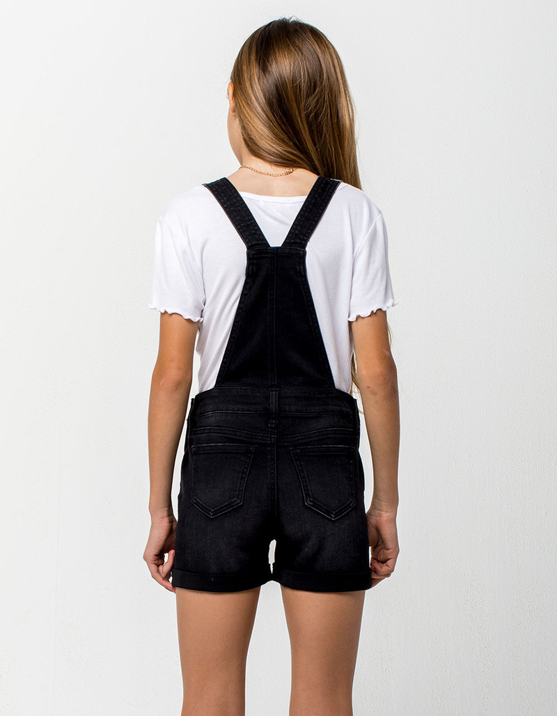 RSQ Roll Cuff Black Girls Denim Shortalls image number 3