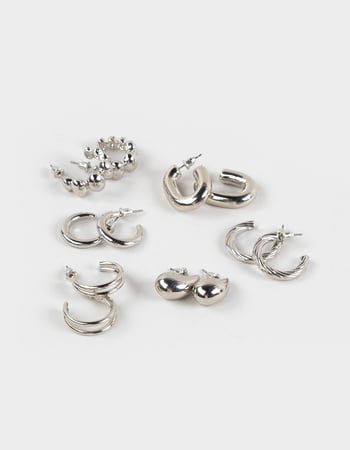 FULL TILT 6 Pack Bubble Textured Hoop Earrings Primary Image