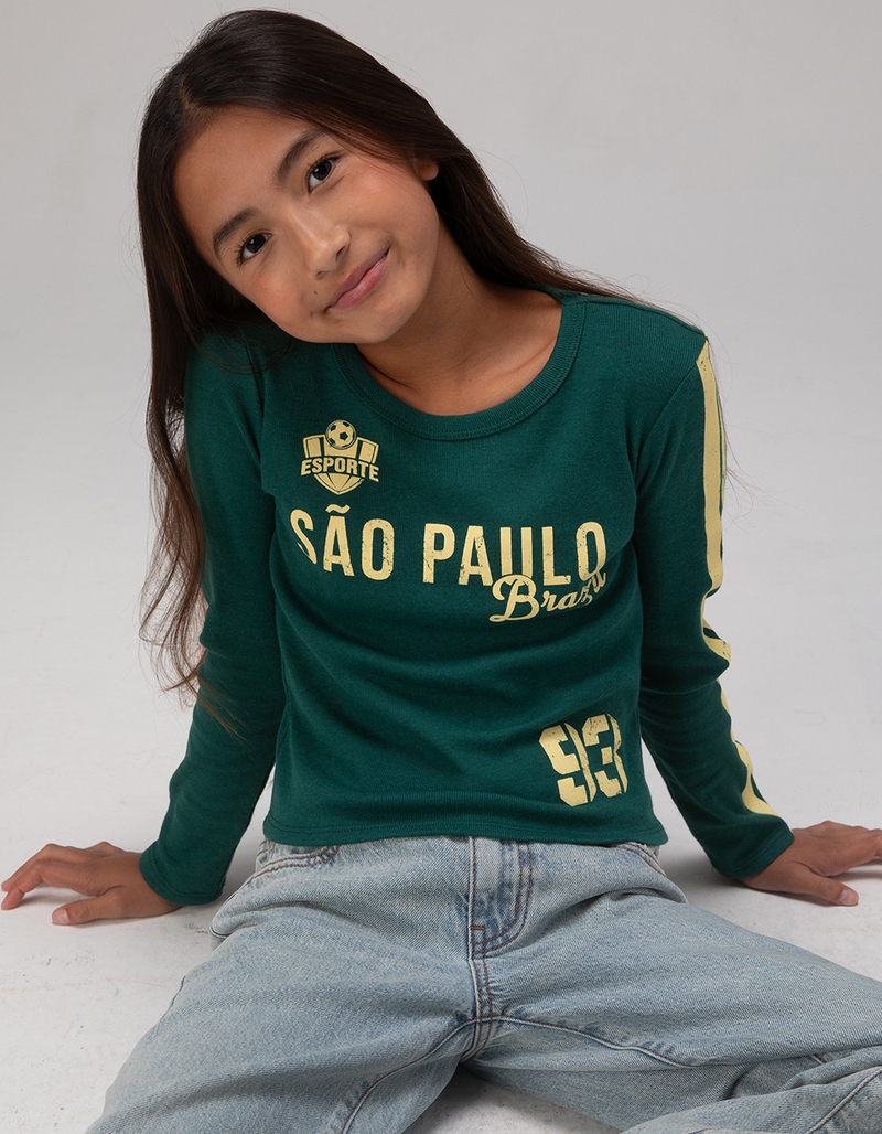 FULL TILT Brazil 93 Girls Long Sleeve Baby Tee GREEN Tillys