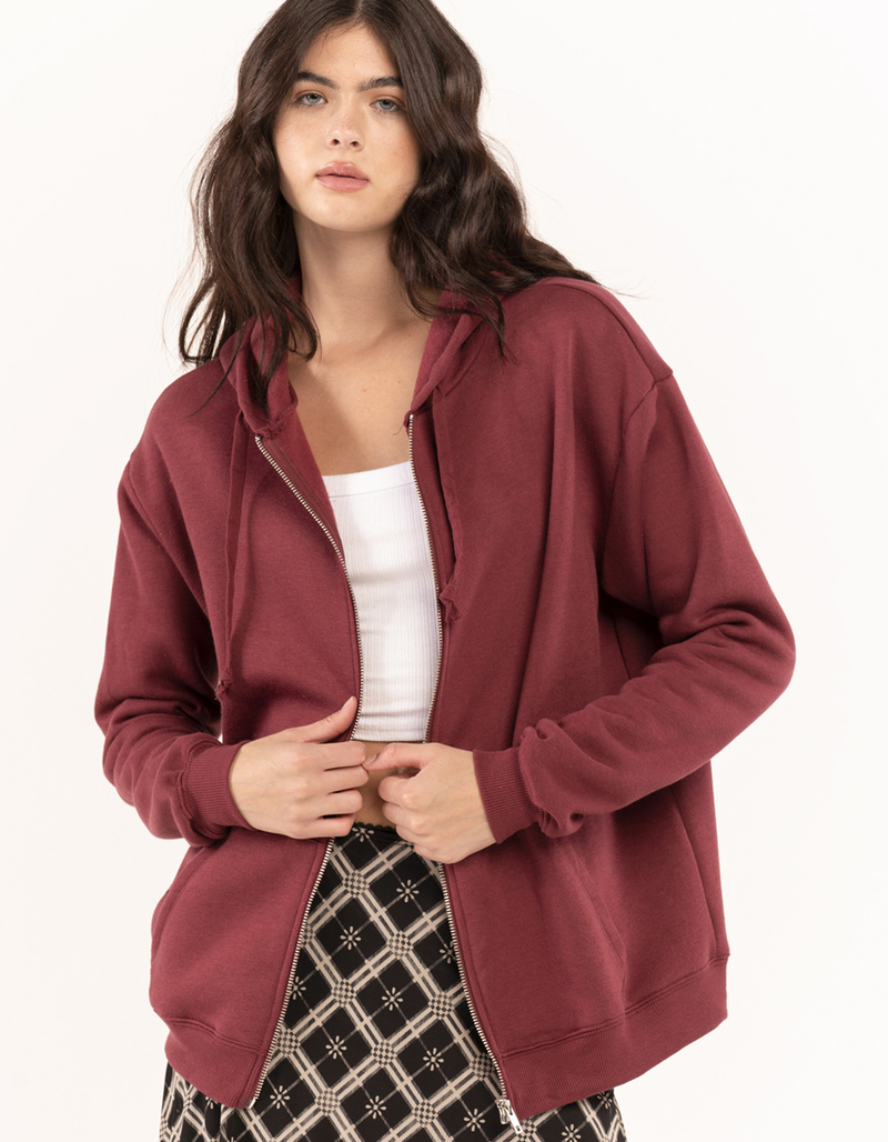 FULL TILT Essentials Womens Oversized Zip-Up Hoodie image number 0