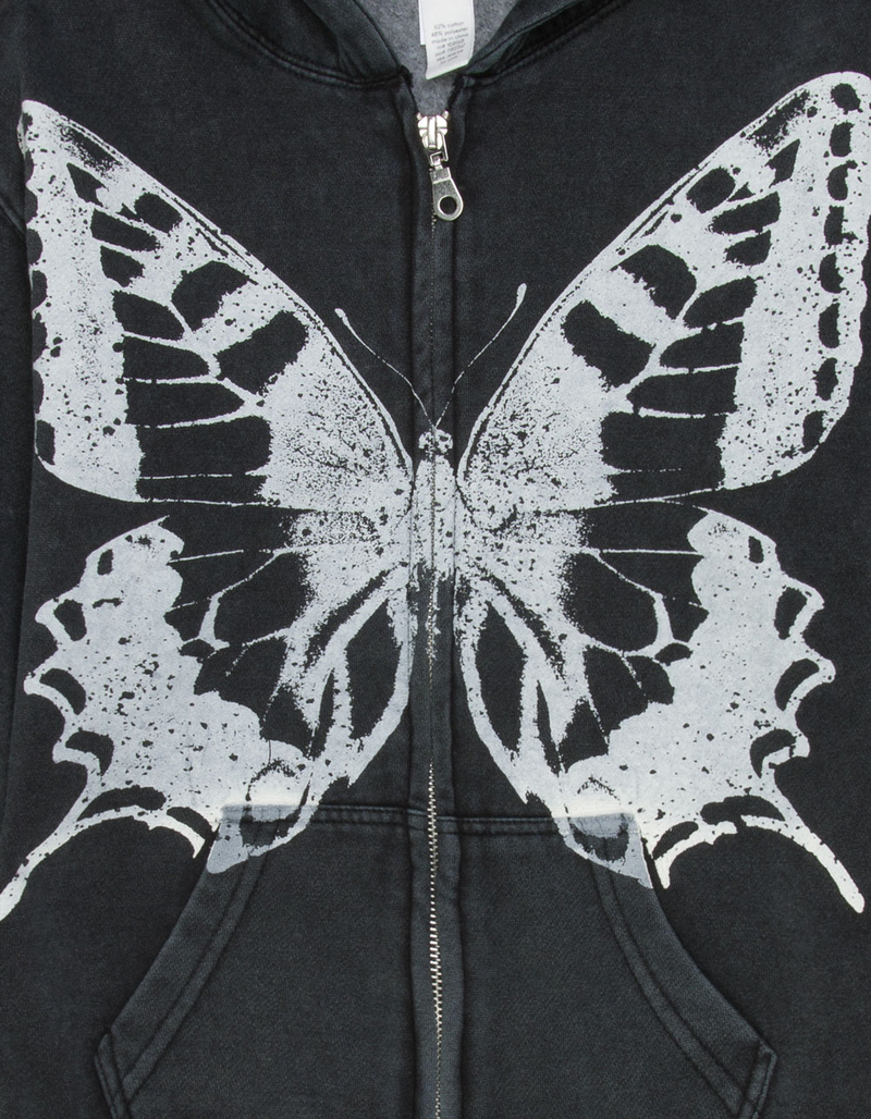 FULL TILT Washed Butterfly Girls Zip-Up Hoodie image number 2