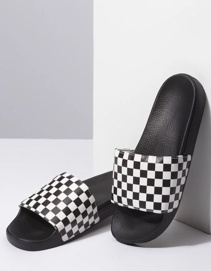 VANS Checkerboard White Mens Slide Sandals image number 3