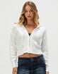 RSQ Womens Pointelle Zip-Up Sweater image number 1