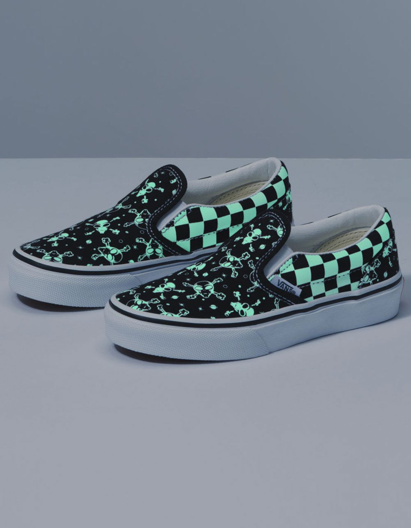 VANS Glow Alien Slip-On Black & True White Boys Shoes image number 1