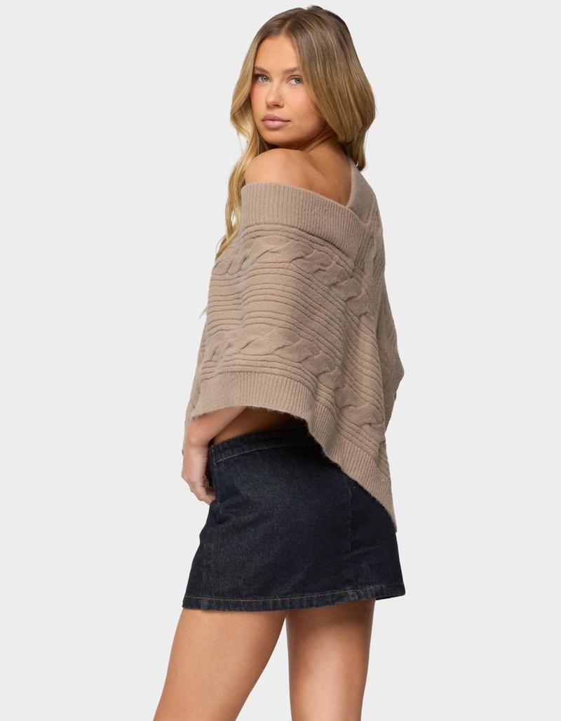 EDIKTED Vickey Cable Knit Poncho image number 2