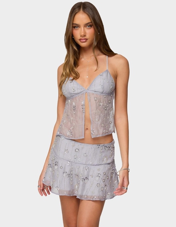 EDIKTED Kylie Beaded Split Front Backless Top Primary Image