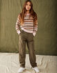 FULL TILT Stripe Open Weave Girls Pullover Sweater image number 3