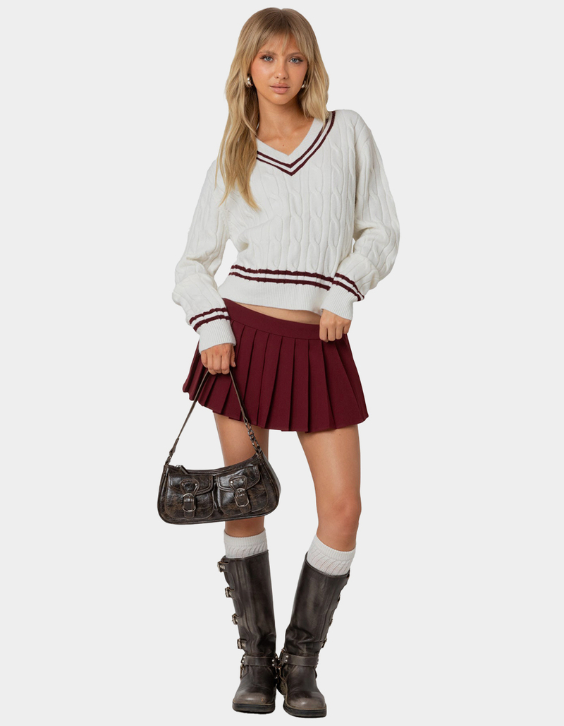EDIKTED Dean V-Neck Cable Knit Sweater image number 1