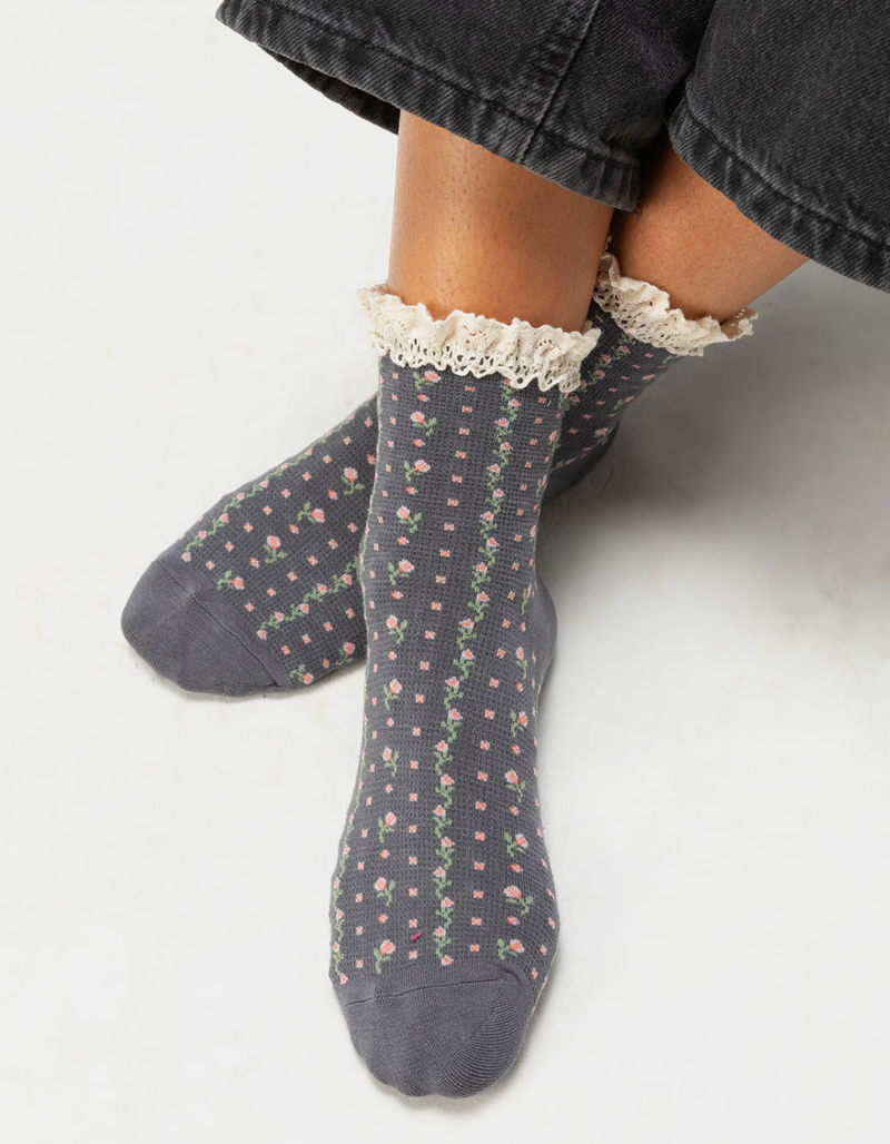 FREE PEOPLE Rosebud Womens Waffle Knit Ankle Socks image number 1