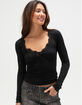 BDG Urban Outfitters Diana Layering Lace Trim Womens Henley Top image number 1