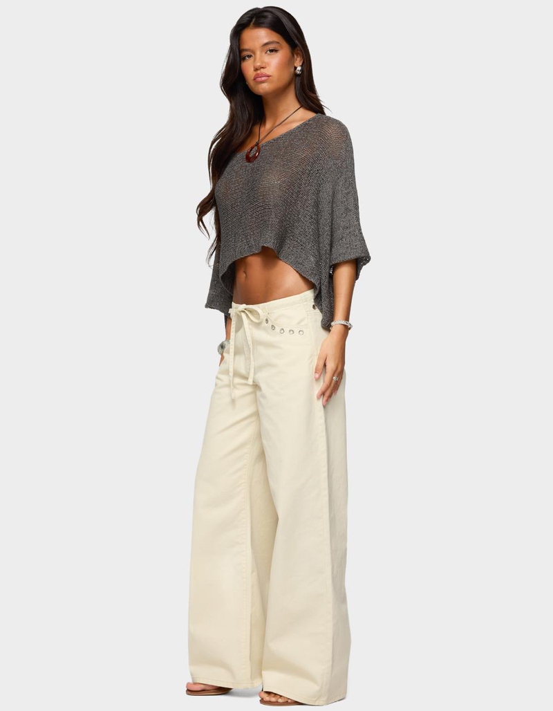 EDIKTED Grommet Tie Waist Low Rise Jeans image number 3