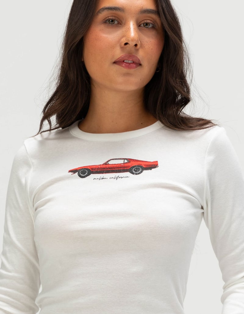 RSQ Womens Retro Car Long Sleeve Baby Tee image number 4