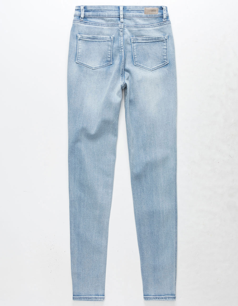 RSQ LA Super High Rise Light Wash Girls Skinny Jeans image number 4