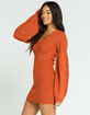 E.SSUE Balloon Sleeve Rust Sweater Dress image number 2