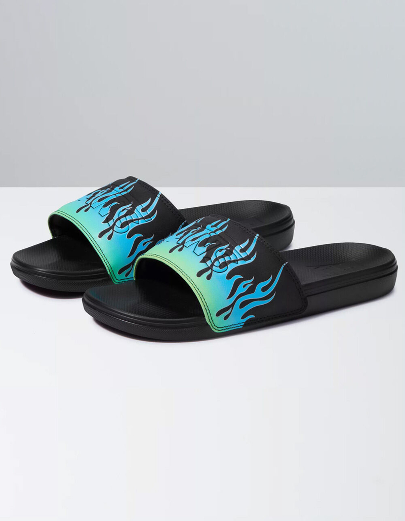 VANS Reflective La Costa Mens Green Flame Slide Sandals image number 0