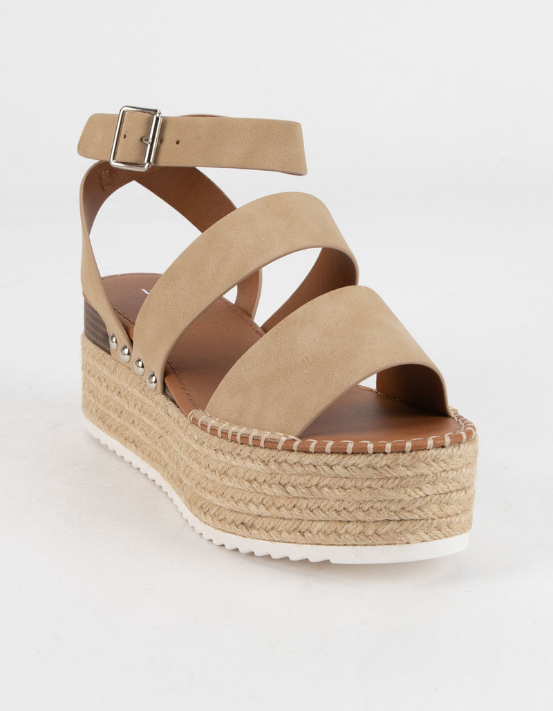 SODA Banded Womens Tan Flatform Sandals image number 0