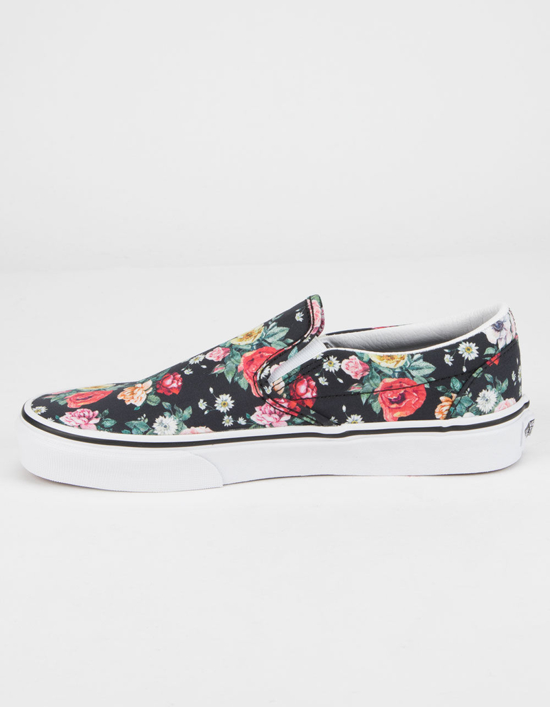 VANS Garden Floral Classic Slip-On Black & True White Womens Shoes image number 3