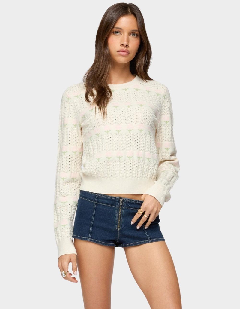 EDIKTED Emerie Flower Textured Knit Sweater image number 0