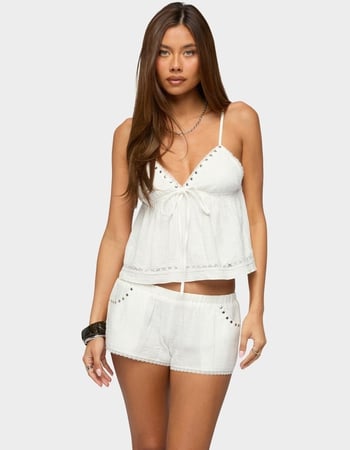 EDIKTED Kaydee Studded Textured Woven Babydoll Top Alternative Image