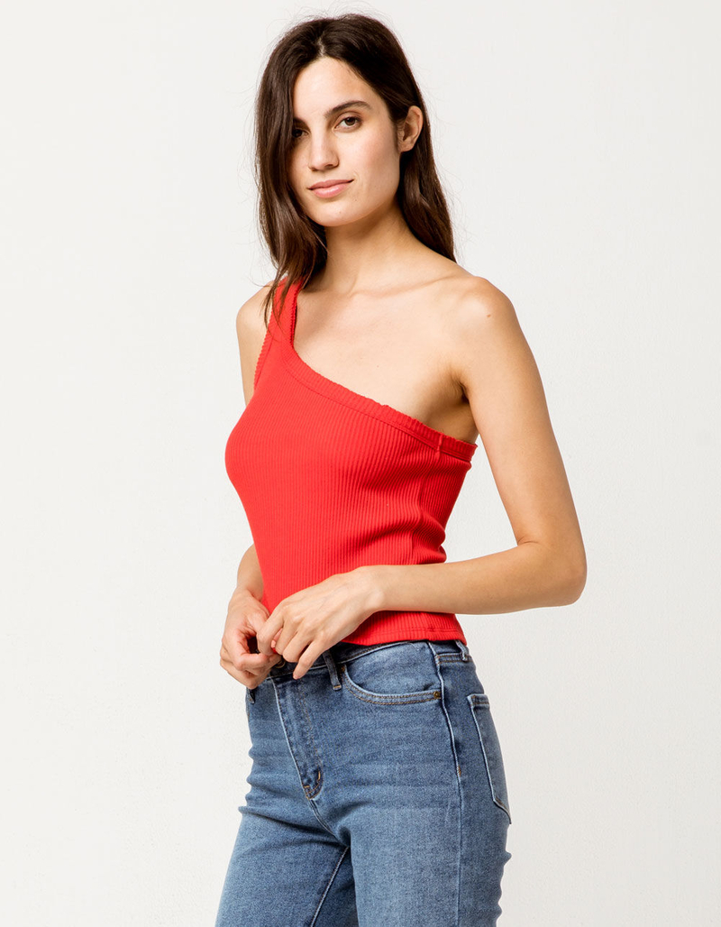 3 GIRLS CLOTHING One Shoulder Red Womens Tank Top image number 1