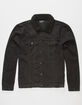 ELWOOD Trucker Sherpa Collar Black Mens Ripped Denim Jacket image number 1
