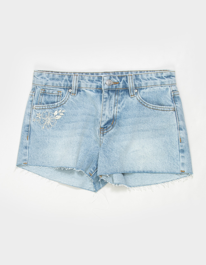 RSQ Girls Floral Embroidered Raw Hem Shorts image number 1