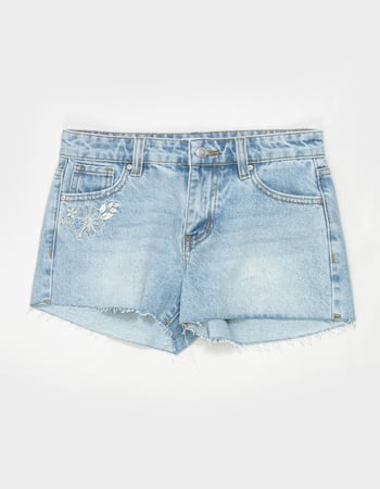 RSQ Girls Floral Embroidered Raw Hem Shorts Alternative Image