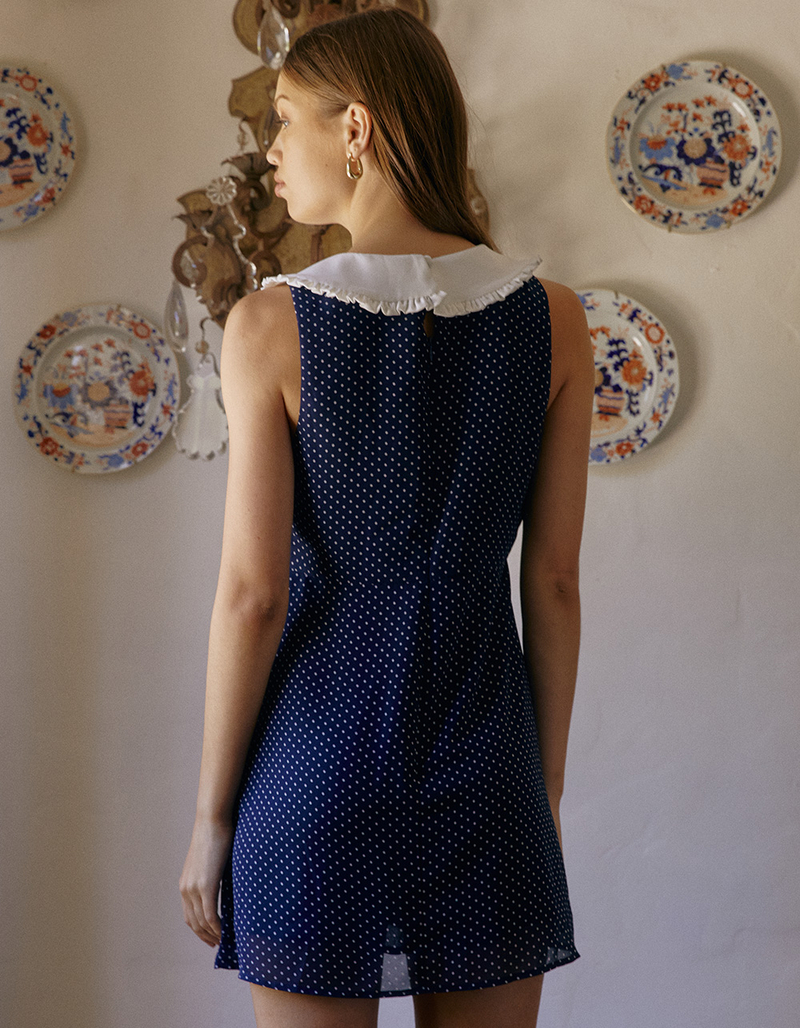 WEST OF MELROSE Polka Dot Collar Womens Mini Dress image number 3