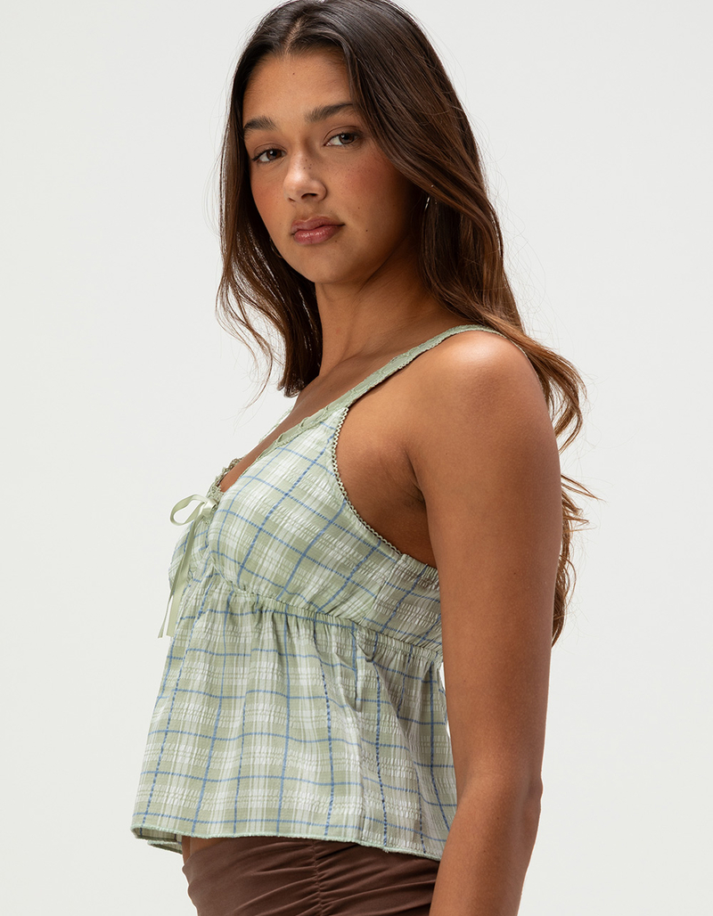 MADDEN GIRL Womens Plaid Babydoll Top image number 2