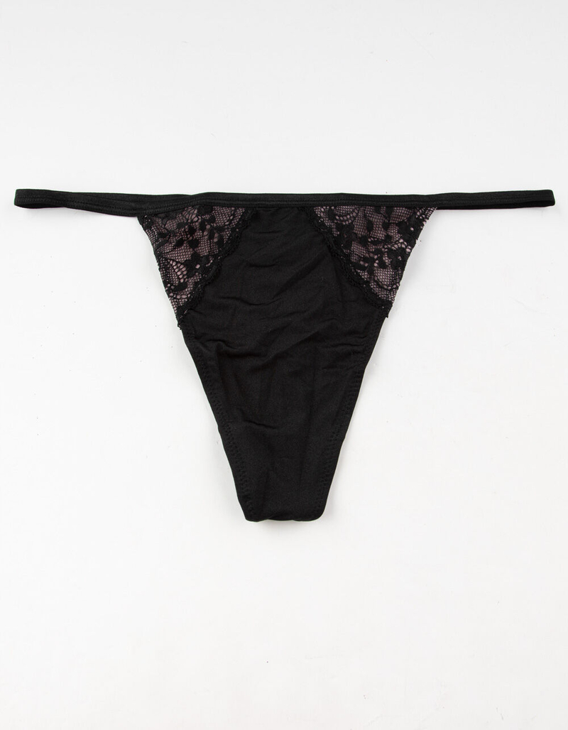 FULL TILT Shiny Micro Lace Black Thong image number 0